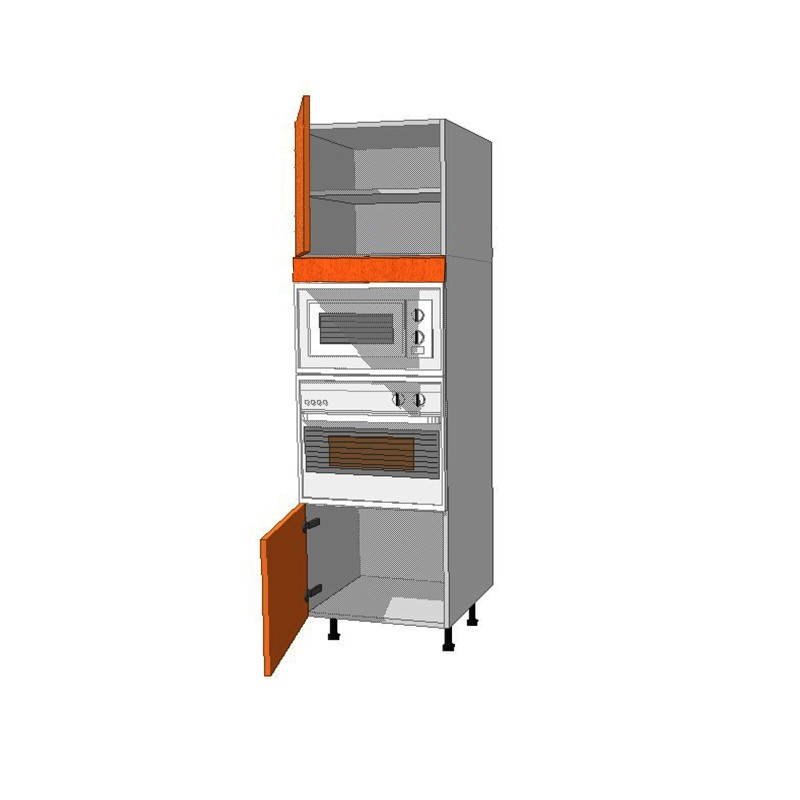 Mueble Columna altura 210. Puerta 60 + Frente 5 +Microondas-Horno 60 + Puerta 45