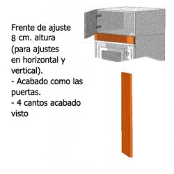 Frente altura 8 cm. Anchos: todos los de los muebles.