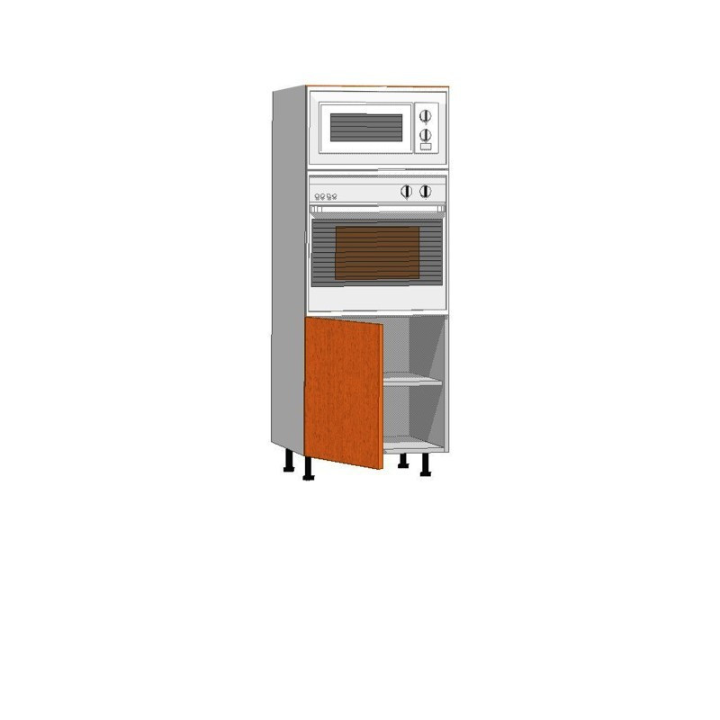 Mueble columna microondas+Horno+Puerta. Modelo Roma. 150x60x58,  Tirador  uñero plata