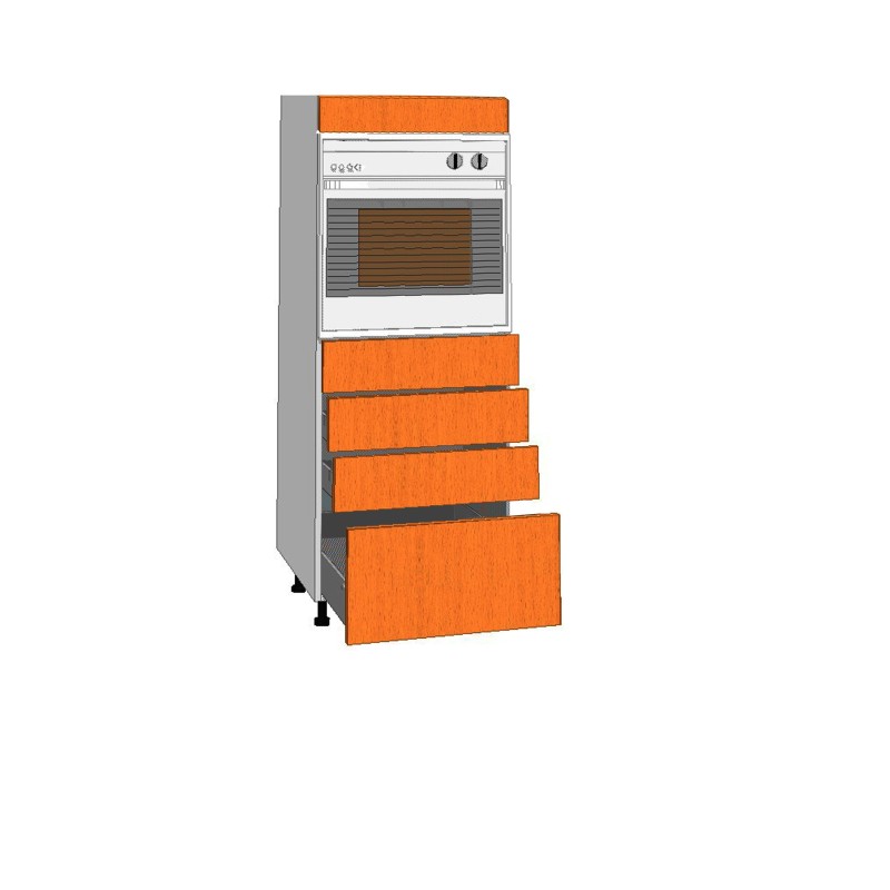 mueble de cocina, mueble columna horno, 3 cajones y un cacerolero, 150 altura