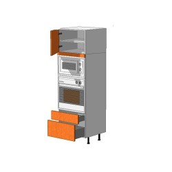 Mueble Columna altura 210. 1 puerta + Microondas-Horno 60 + 1 Cajón + 1 Cacerolero