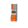 Mueble Columna altura 220. Puerta + Horno 60 +  3 Cajones + 1 Cacerolero