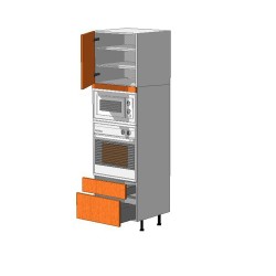 Mueble Columna altura 220. 1 Puerta + Microondas-Horno 60 + 1 Cajón + 1 