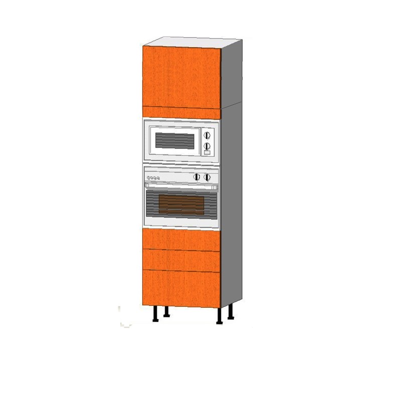 Mueble Columna altura 210. 1 Puerta 60 + Microondas-Horno 45 + 2 Cajones + 1 Cajón Gran Capacidad