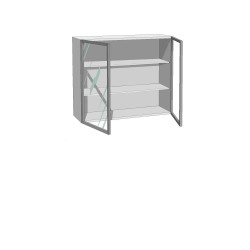 Mueble Alto 70 colgar.  Vitrina Aluminio 2x2: 2 puertas