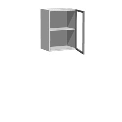 Mueble  Alto colgar Vitrina Aluminio 2x2: Altura 60. 1 puerta apertura arriba